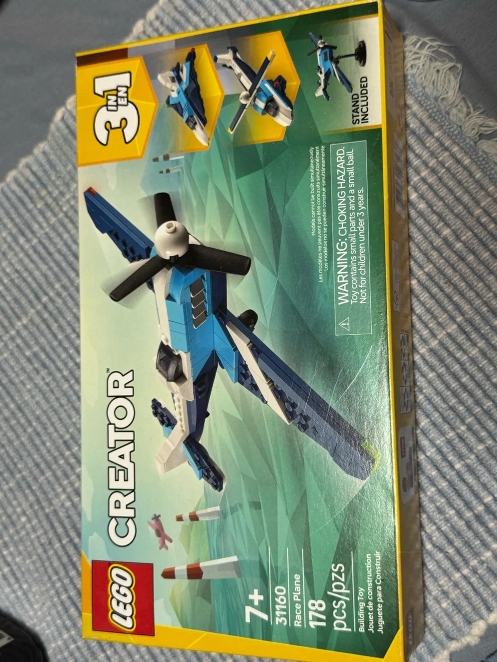 Lego Blue and White Race Plane Building Set